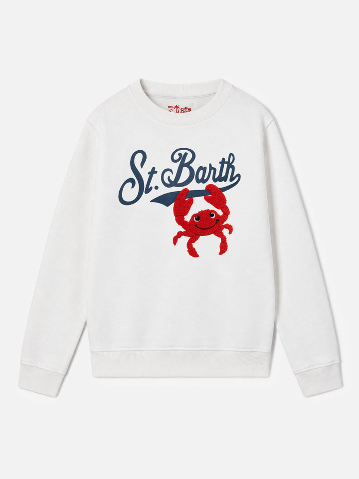 Sudadera para niño Bobby con estampado St. Barth y parche de cangrejo en rizo 