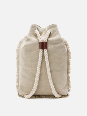 Boat beige linen backpack with printed logo