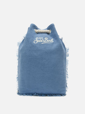 Boat blue linen backpack with printed logo