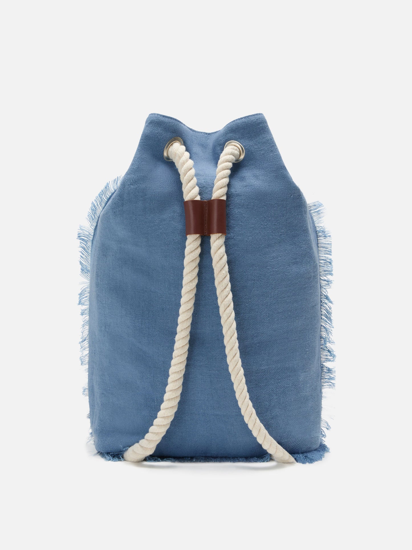 Boat blue linen backpack with printed logo