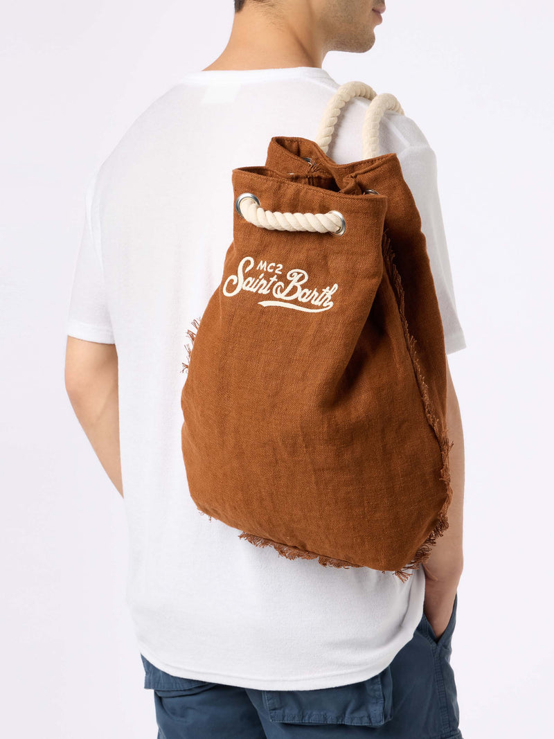 Brown boat linen backpack