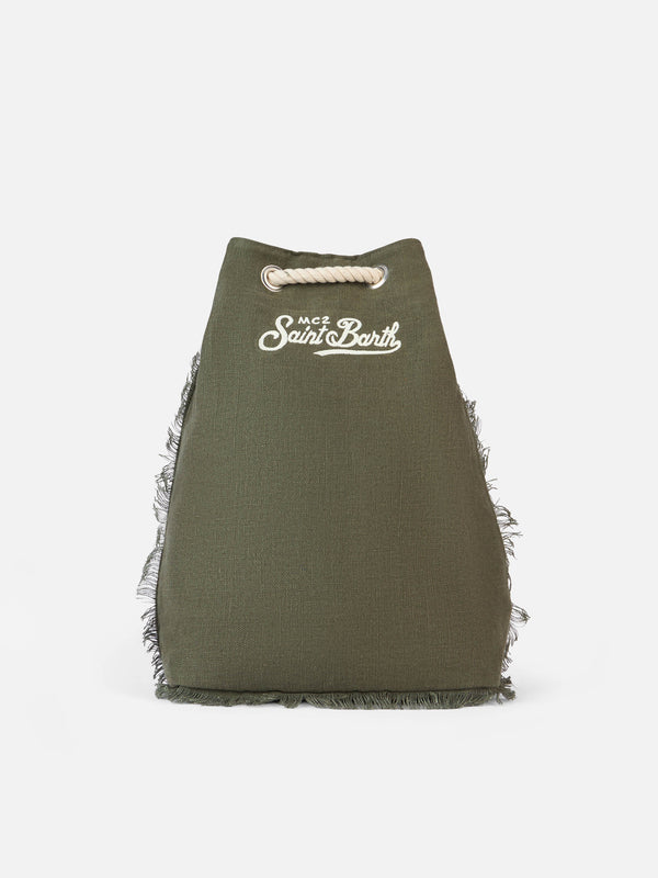 Green boat linen backpack