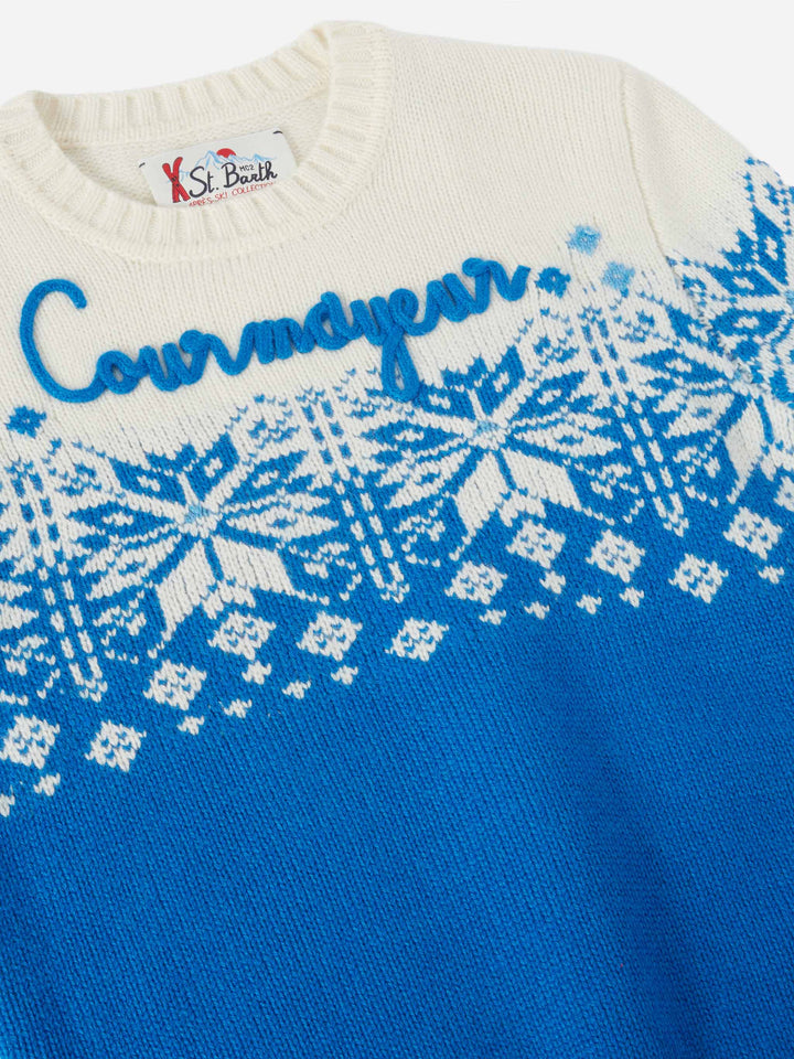 Bombardino Jr sweater with Courmayeur and fair isle jacquard