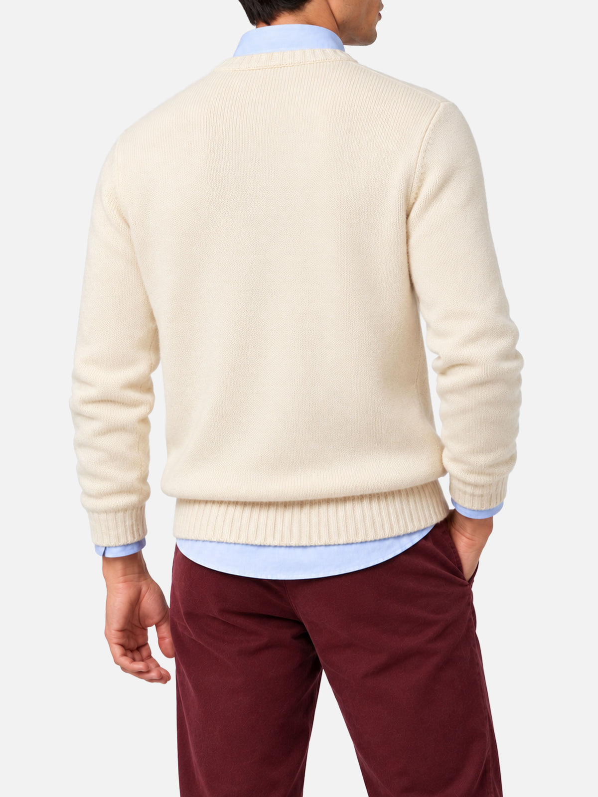 Pull blanc Bombardino Light avec jacquard skieurs Engadina 