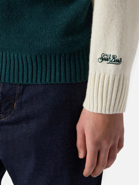 Weißer Bombardino Light Pullover mit Courmayeur Jacquardmuster | COURMAYEUR SPECIAL EDITION