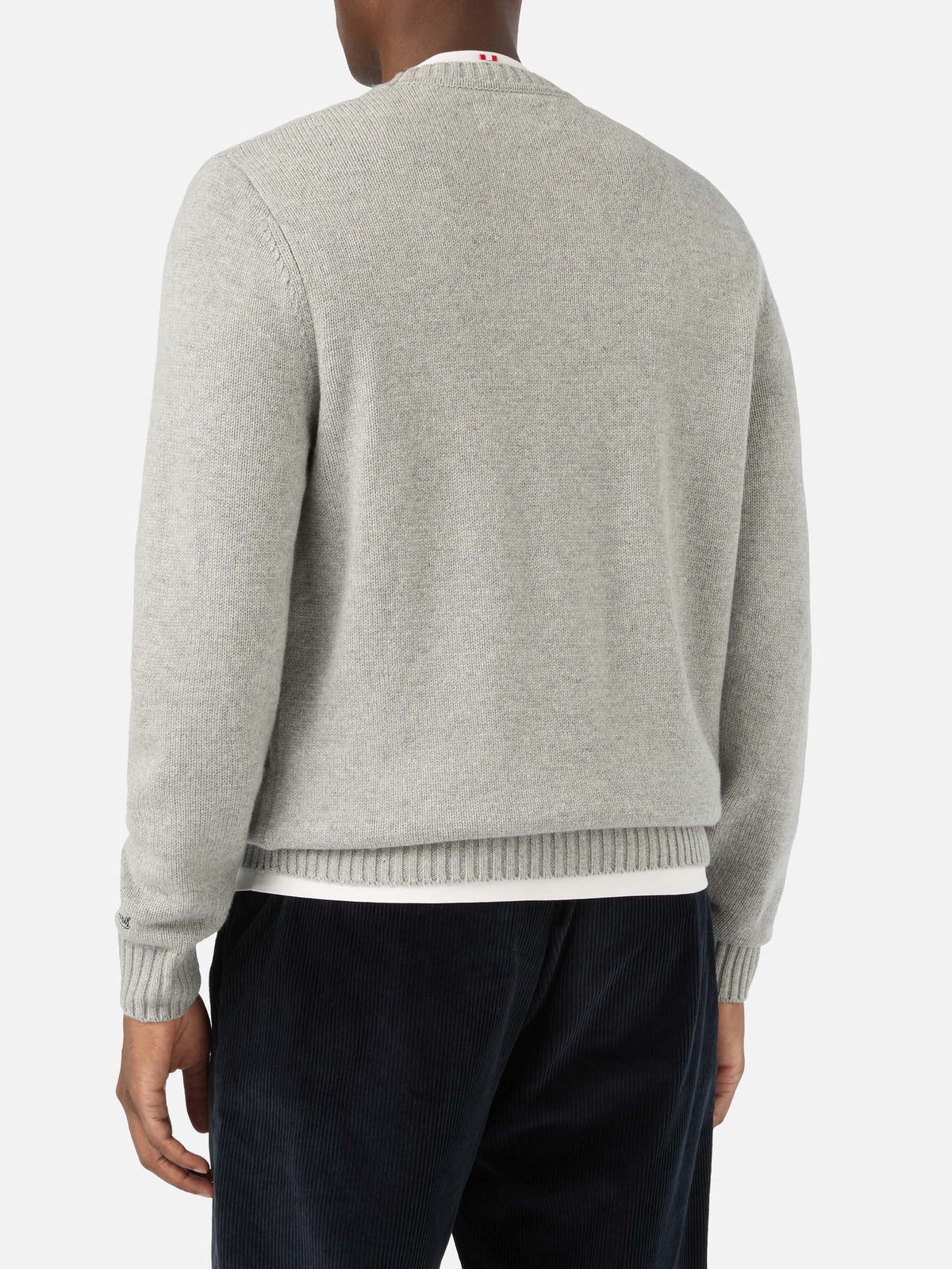 Pull en maille col rond Grey Bombardino Light avec intarsia et broderie Après Ski 