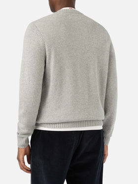 Pull en maille col rond Grey Bombardino Light avec intarsia et broderie Après Ski 