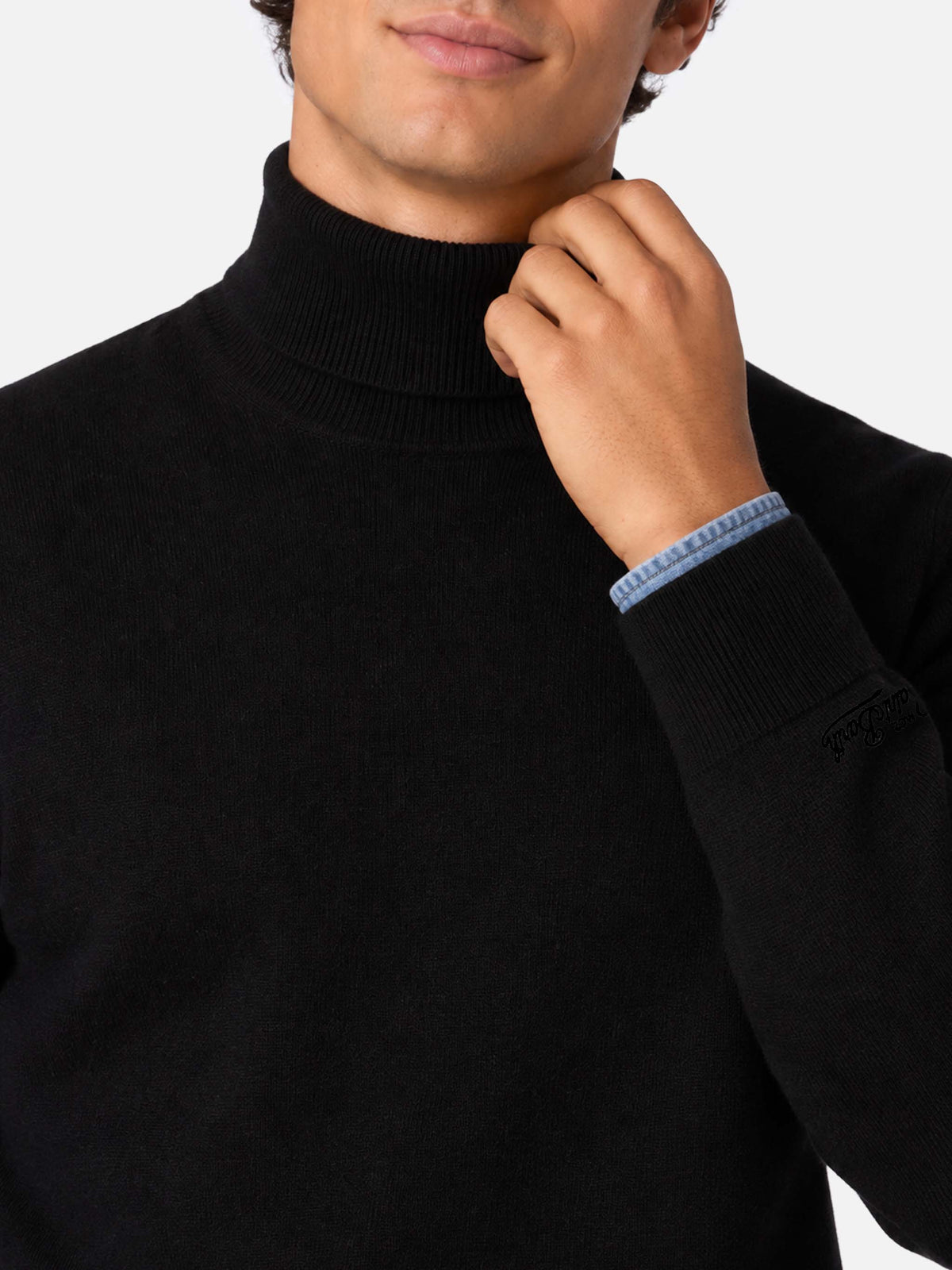 Bond black cashmere blend turtleneck sweater