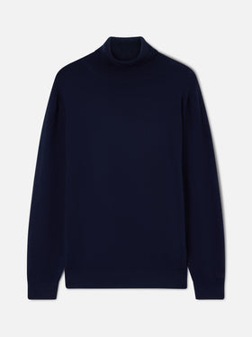 Maglia a collo alto Bond blu navy in misto lana merino e cashmere