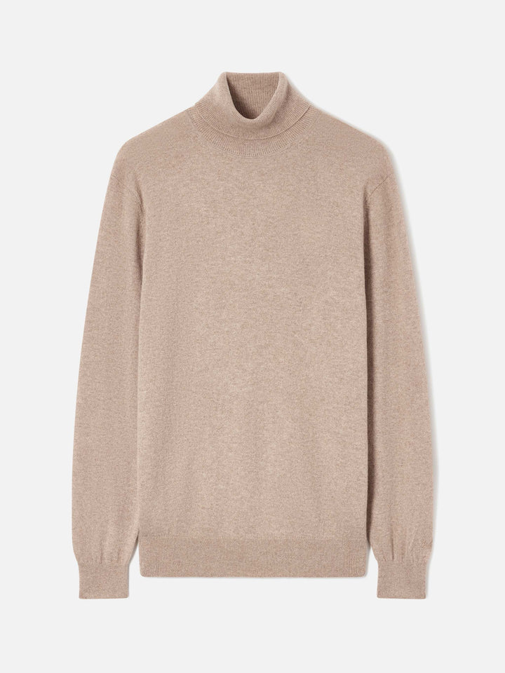 Rollkragenpullover Bond aus kamelfarbenem Kaschmir 