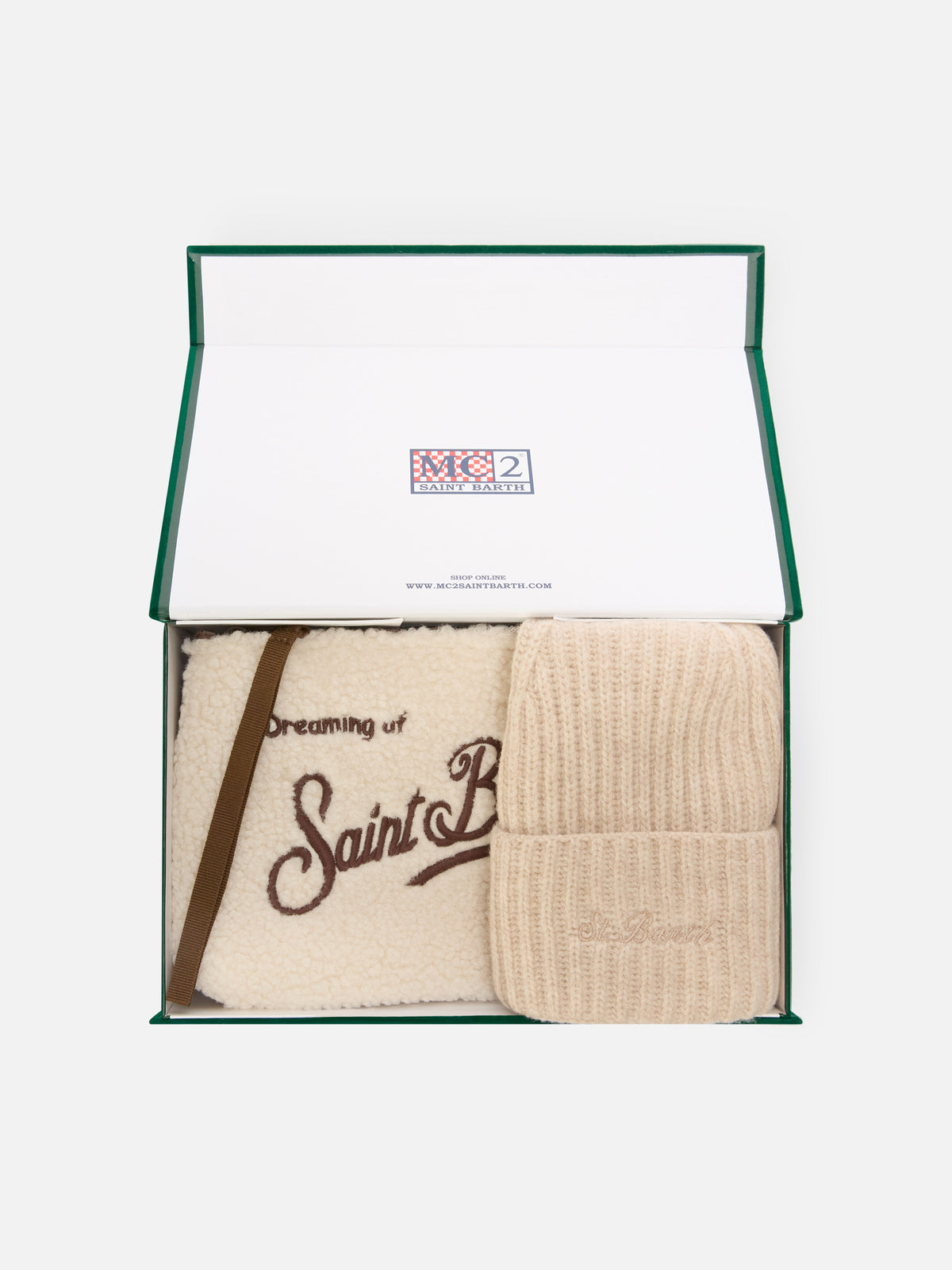 Ensemble teddy beige pochette et bonnet beige 