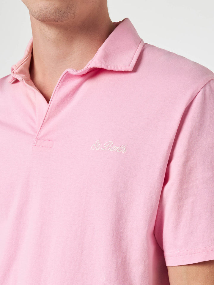 Herren-Poloshirt Brighton aus rosafarbenem Baumwolljersey