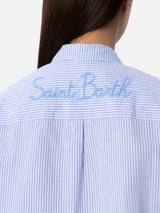 Woman seersucker cotton shirt Brigitte with striped print