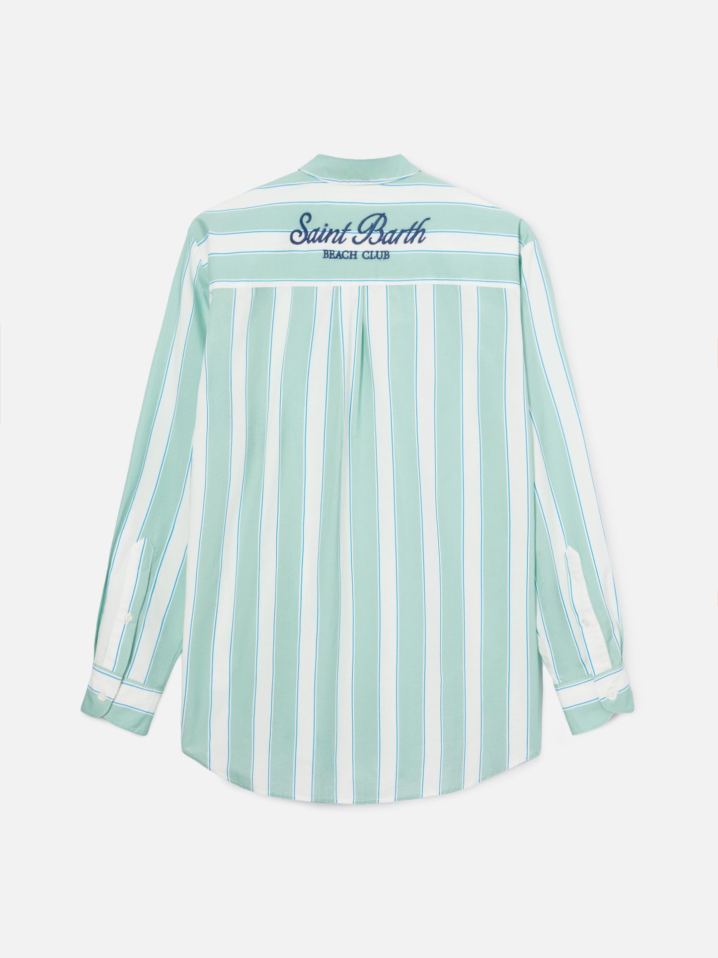 Brigitte cotton shirt with green stripes and Sport Club embroidery
