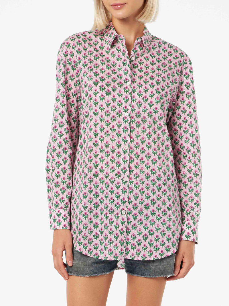 Damen Baumwollshirt Brigitte mit Blumenprint