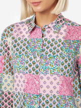 Camicia da donna over Brigitte in cotone con stampa fiori