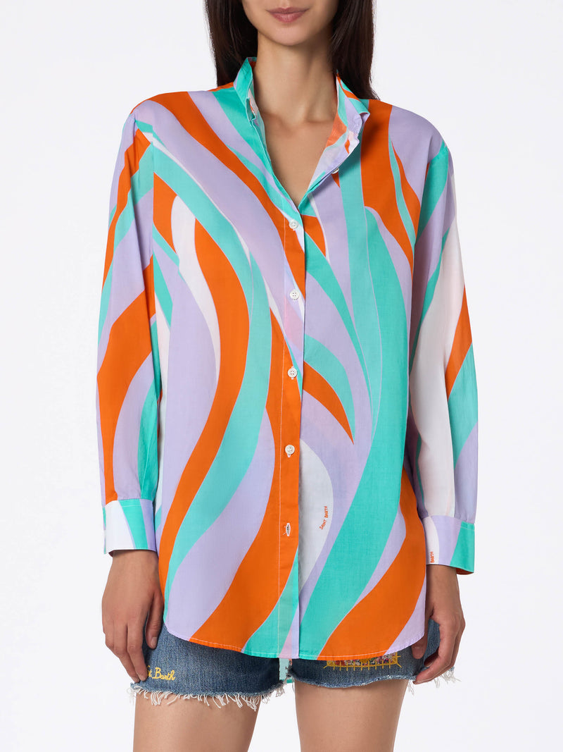 Damen Baumwollshirt Brigitte mit Shape Wave-Print