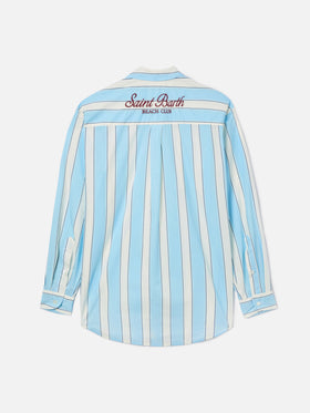 Brigitte cotton shirt with light blue stripes and Sport Club embroidery