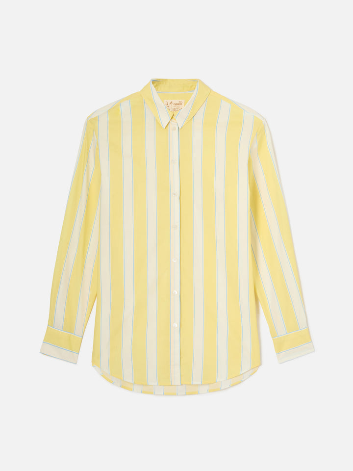 Brigitte cotton shirt with yellow stripes and Sport Club embroidery