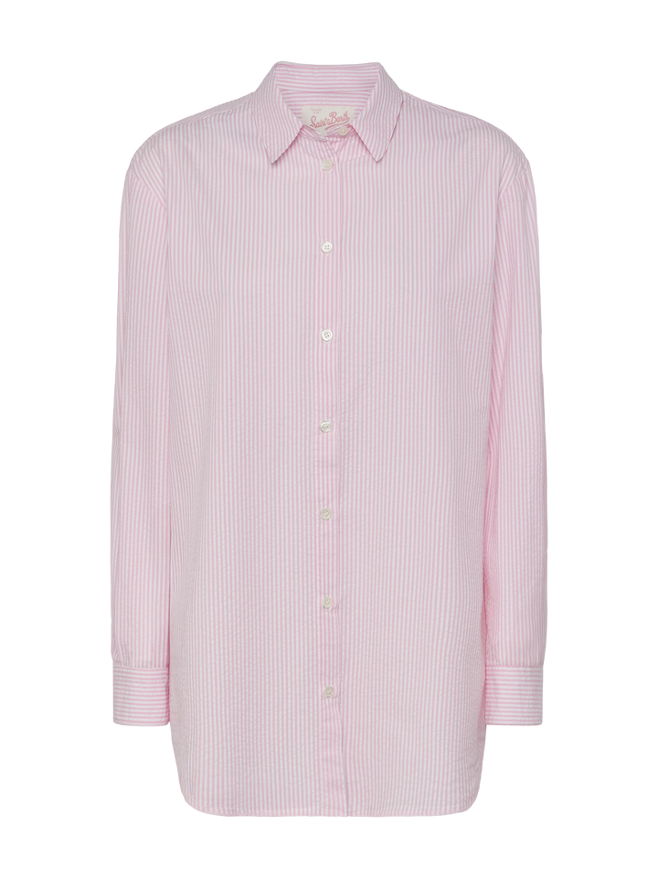 Brigitte camicia in seersucker a righe con ricamo Saint Barth