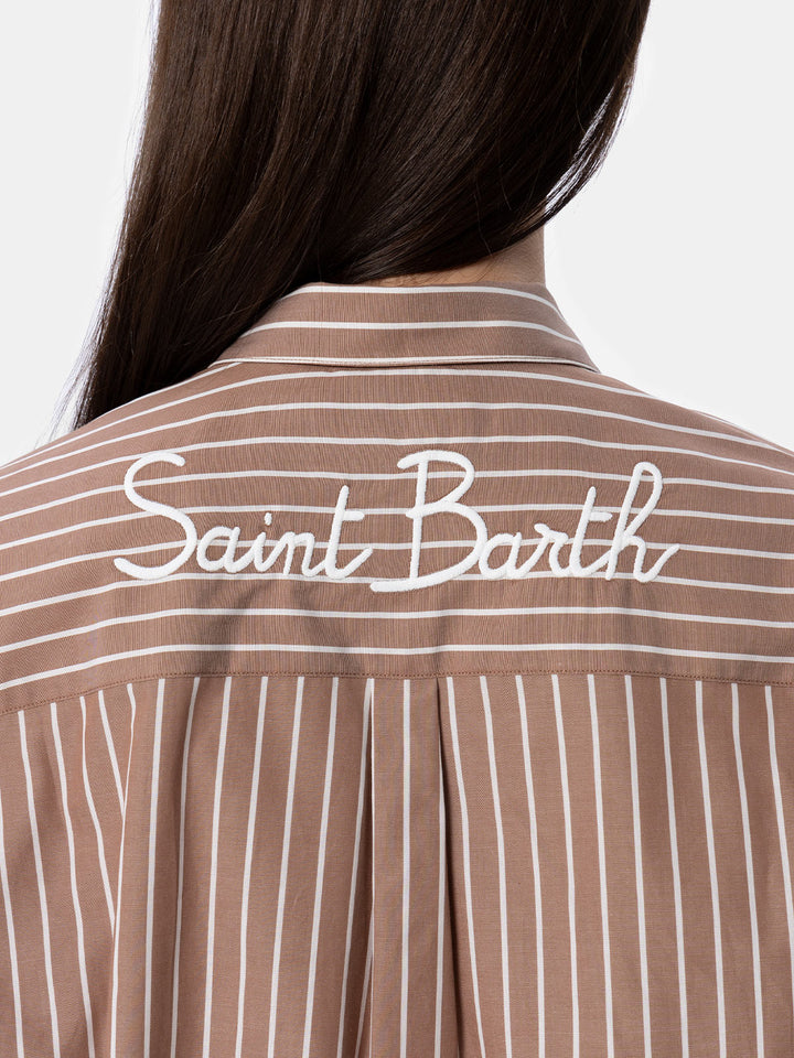 Camisa de algodón para mujer Brigitte con estampado de rayas 