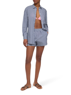 Brigitte camicia in cotone a righe con ricamo Saint Barth Beach Club