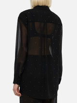 Brigitte black georgette shirt with rhinestone embellishments