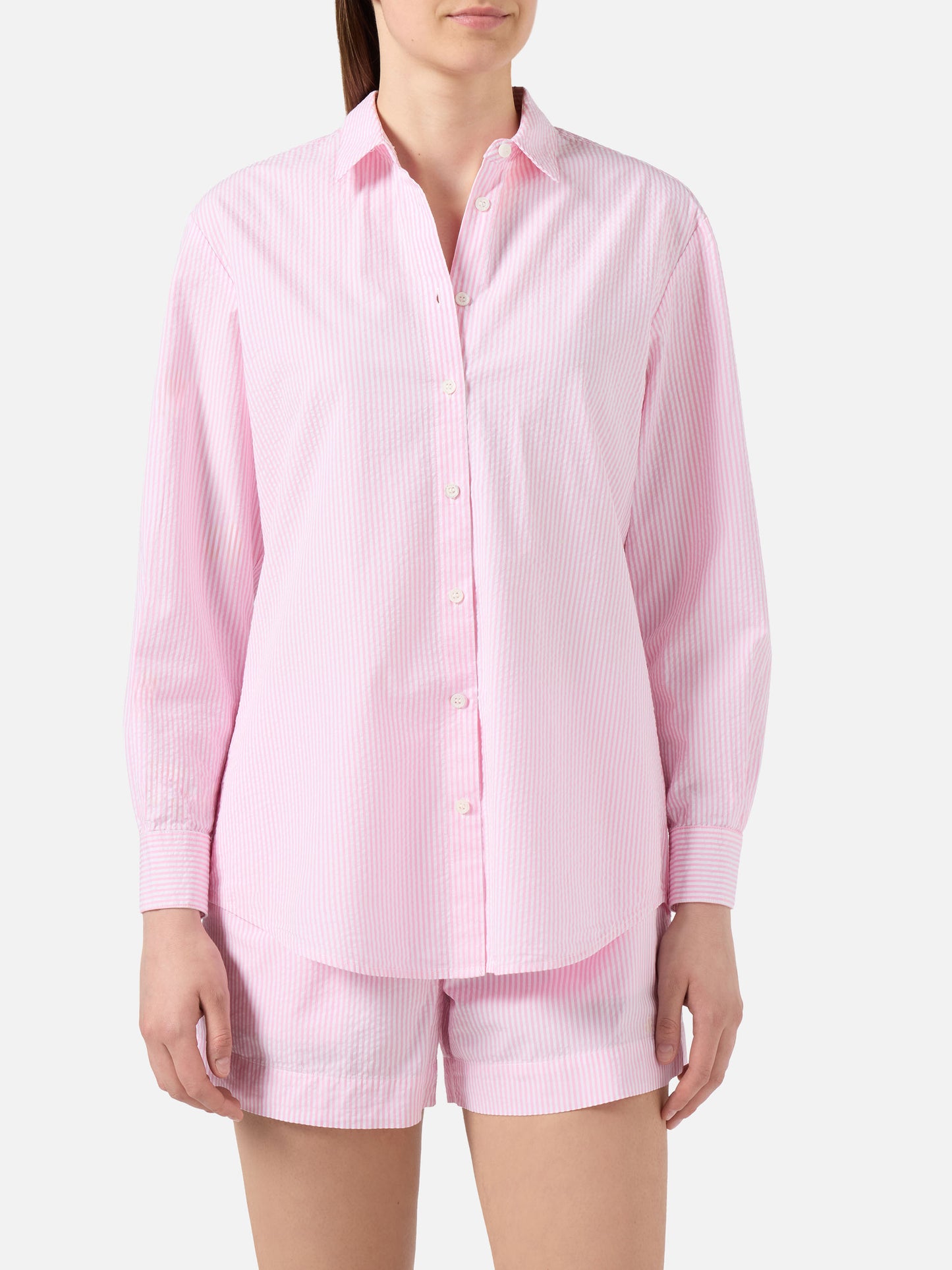 Brigitte seersucker shirt with pink stripes