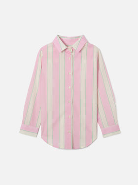 Mini Brigitte Shirt in striped cotton poplin in white, pink and green