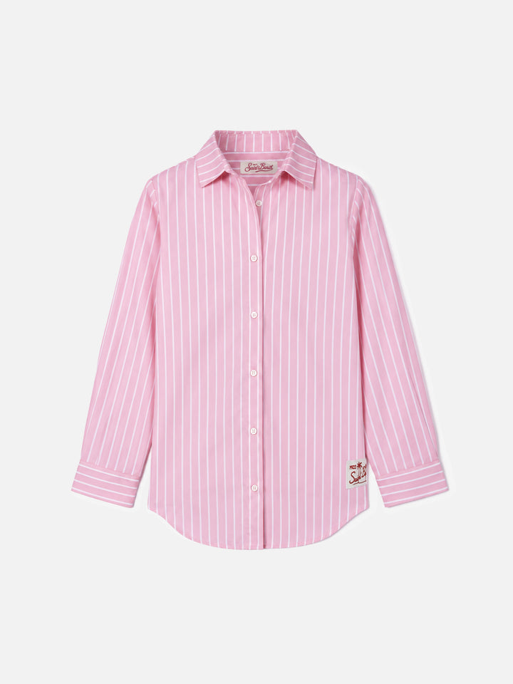 Camicia Mini Brigitte a righe rosa e bianche