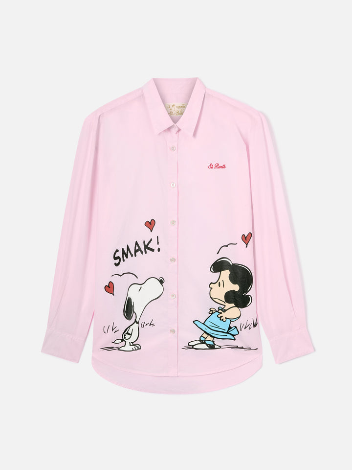 Camisa Brigitte rosa con estampado de Snoopy y Lucy | Edición Especial 