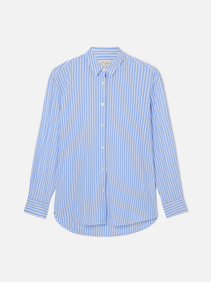 Brigitte light blue striped shirt with Snoopy print | Special Edition
