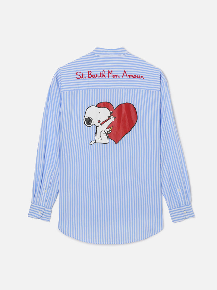 Brigitte light blue striped shirt with Snoopy print | Special Edition