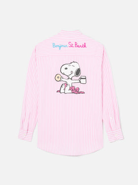 Camicia Brigitte a righe rosa con stampa Snoopy | Special Edition