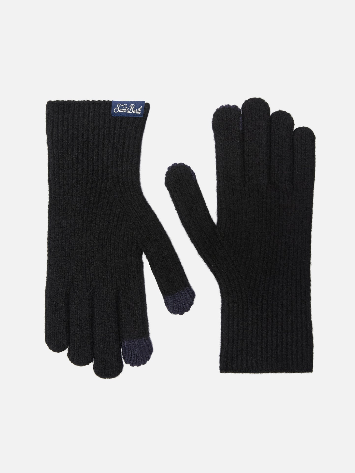 Brixton ribbed stretch cashmere-blend gloves in black