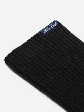 Brixton ribbed stretch cashmere-blend gloves in black