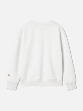 Weißes Crewneck-Sweatshirt für Mädchen mit Ginger Cane Patches 