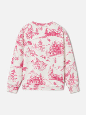 Sudadera de cuello redondo para niña con estampado toile de jouy 
