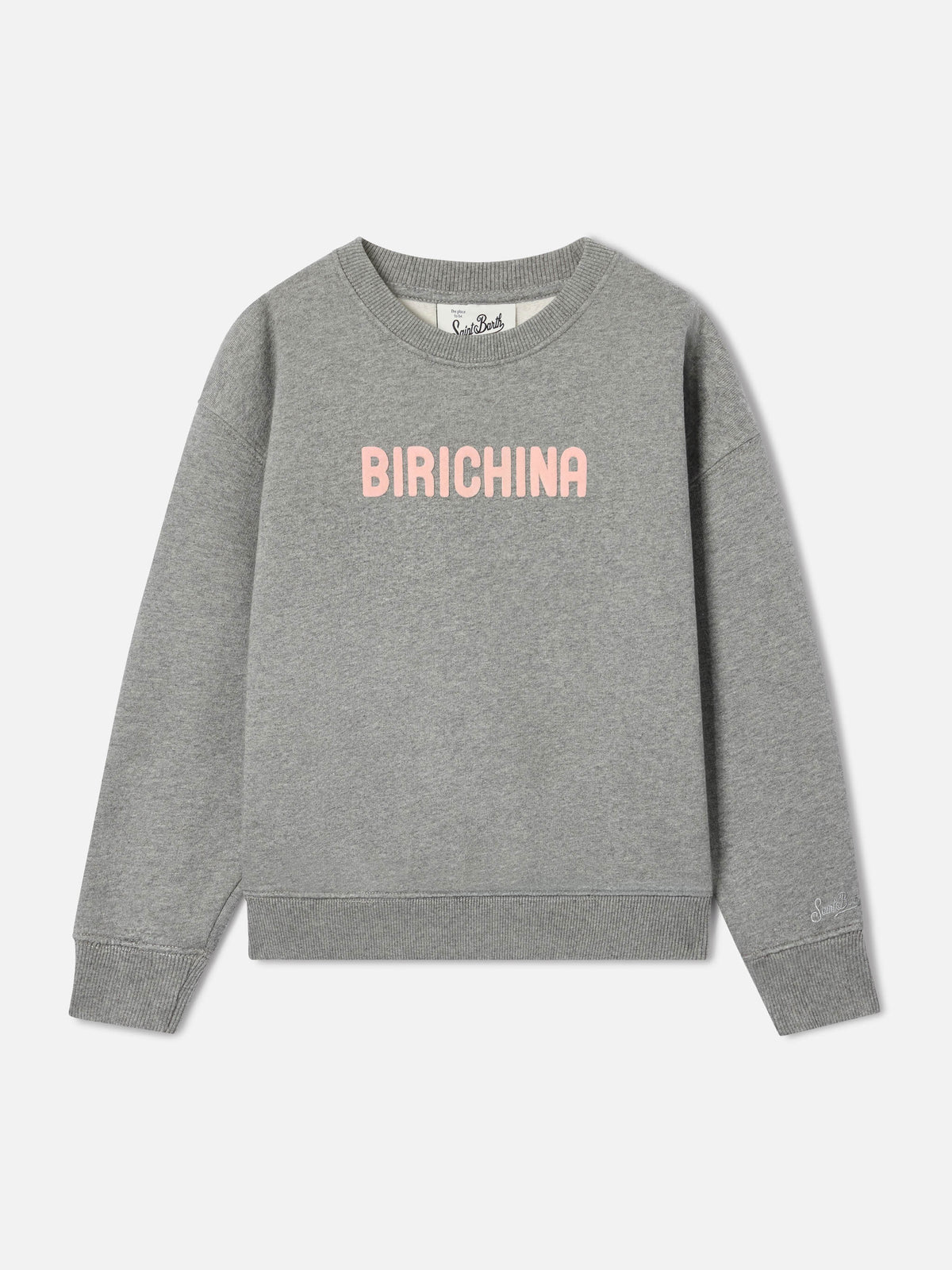 Graues Sweatshirt aus Briony Baumwollmix mit Birichina-Flockprint 