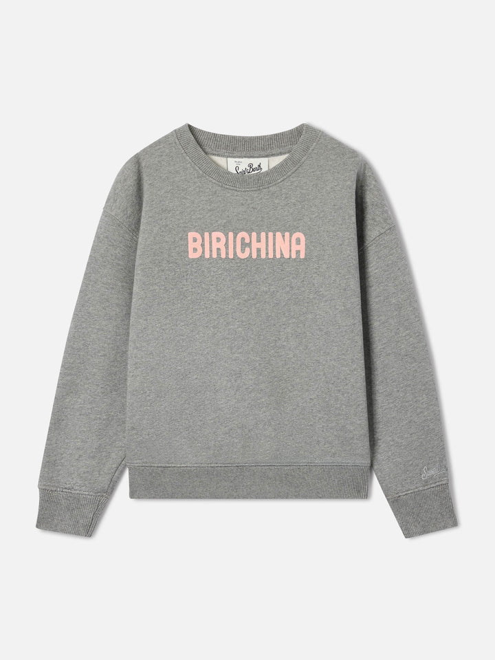 Felpa Briony grigia in misto cotone con stampa flock Birichina