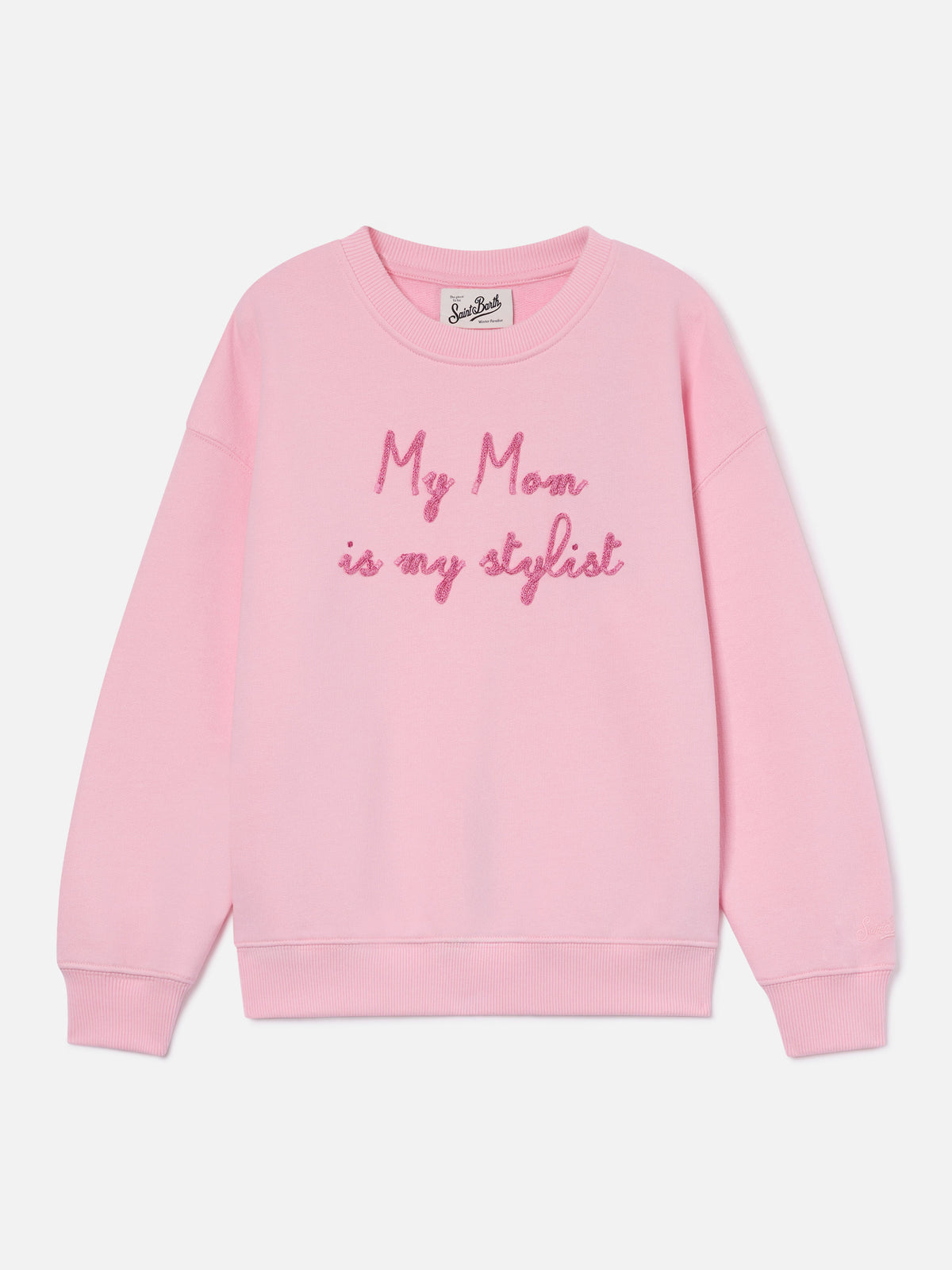 Rosa Sweatshirt aus Baumwollmischung in Briony mit „My Mom Is My Stylist“-Stickerei 