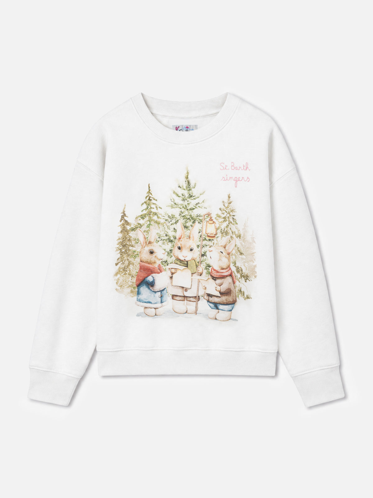 Sudadera de cuello redondo para niña Briony con estampado de conejo y bordado 
