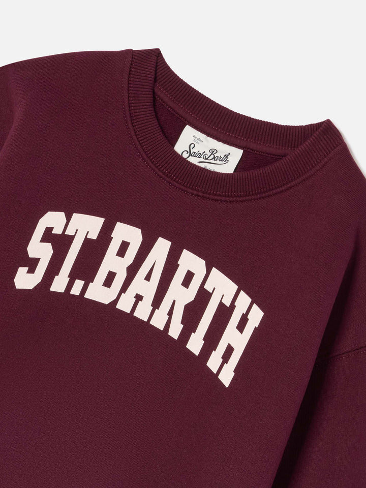 Felpa Briony bordeaux in misto cotone con stampa St. Barth