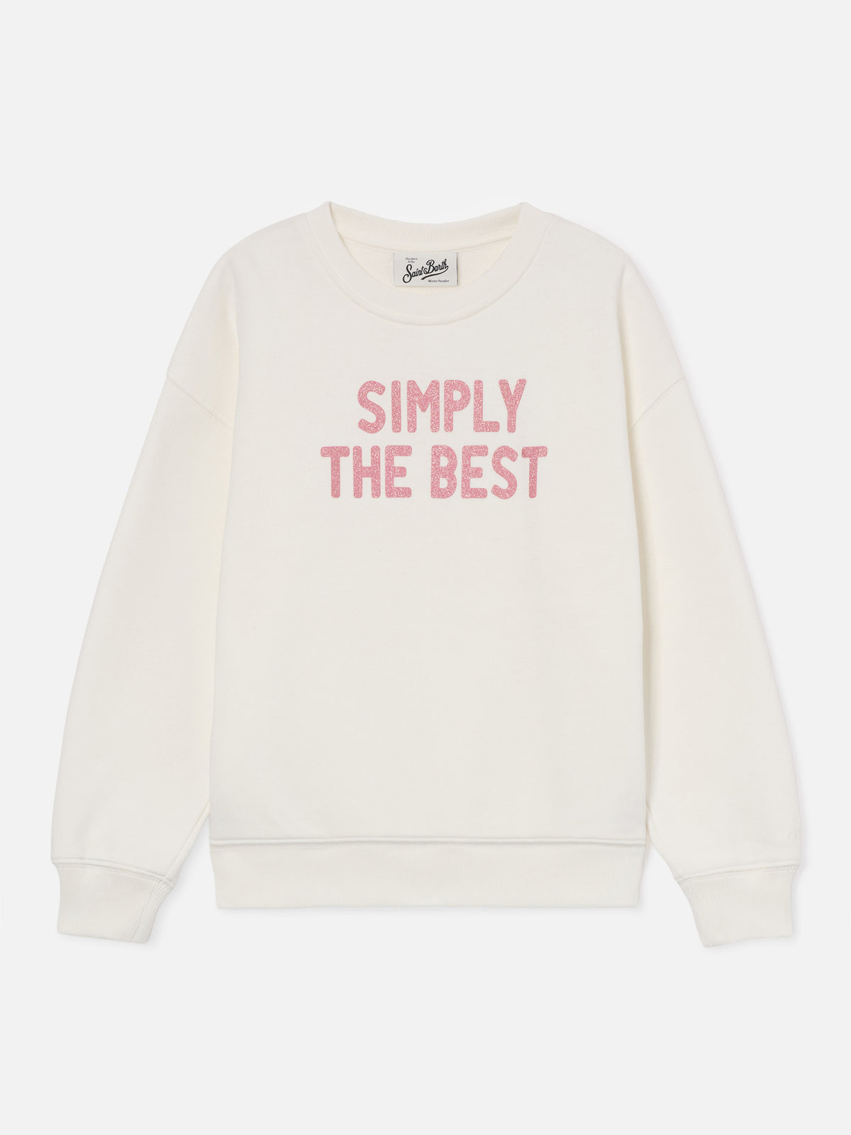 Felpa Briony bianca in misto cotone con stampa glitter Simply The Best