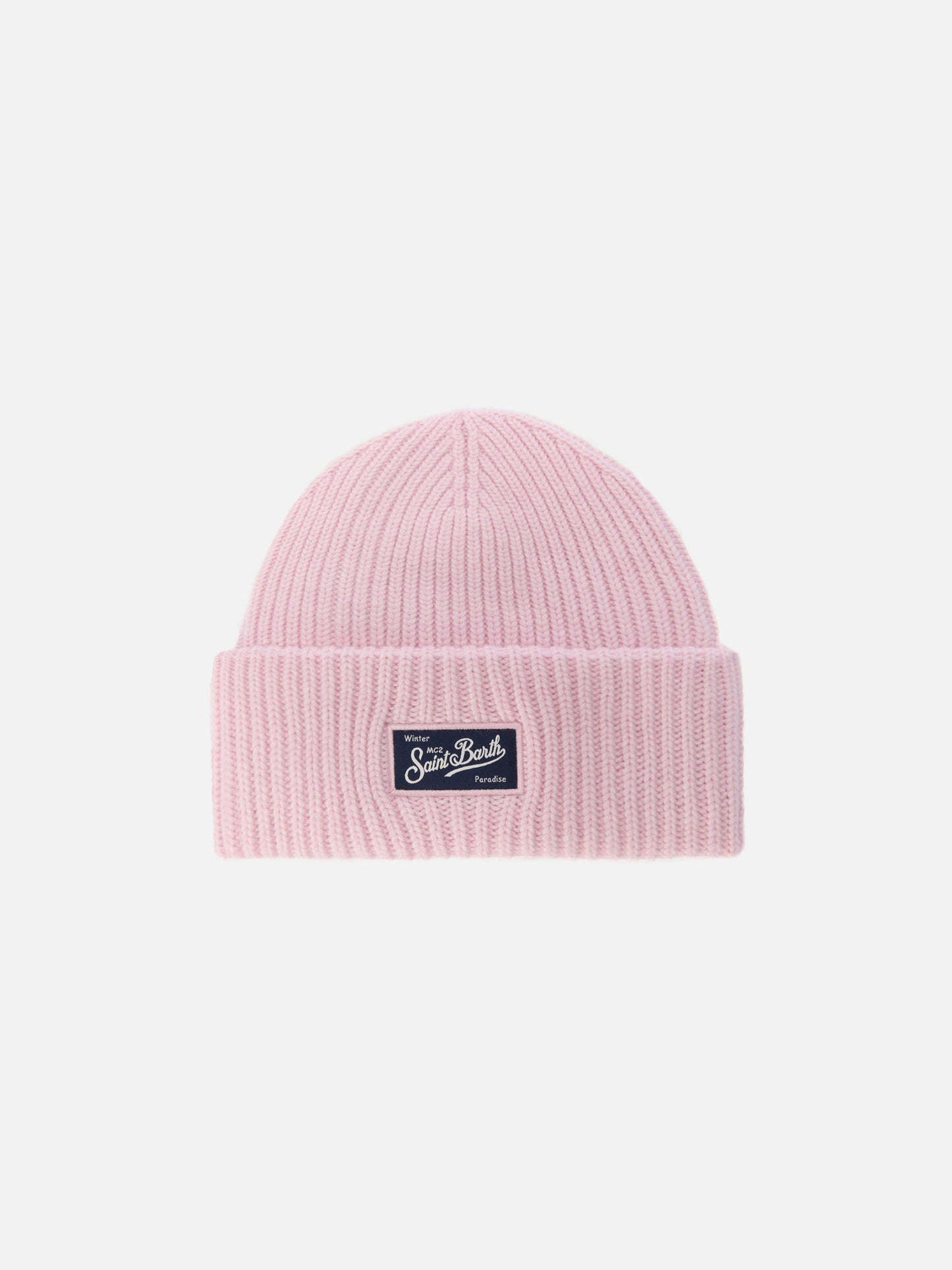 Berry Jr ribbed cashmere-blend beanie in pink with St. Barth embroidery