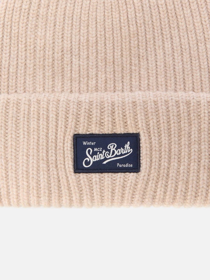 Berry W ribbed cashmere-blend beanie in beige