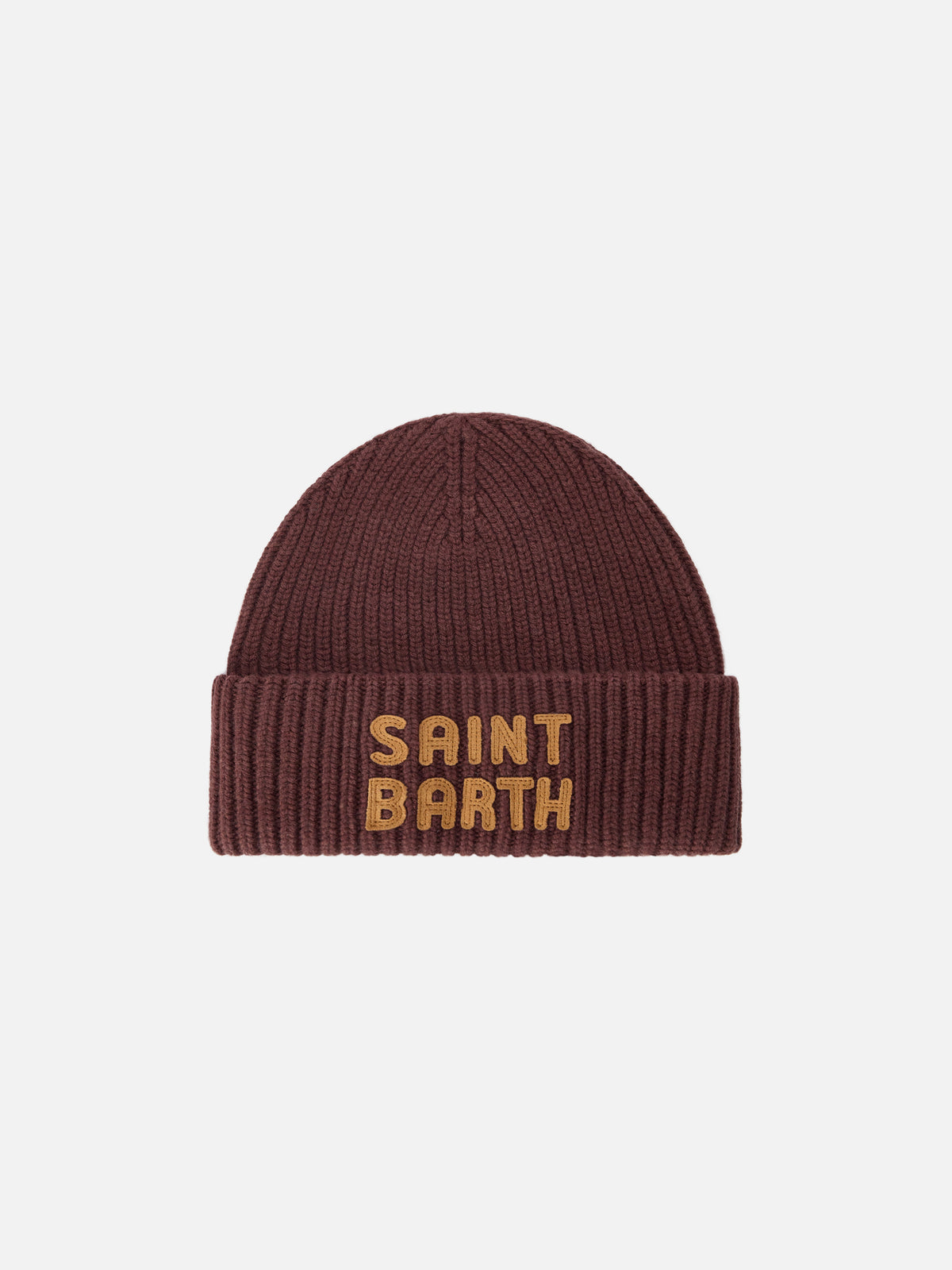 Braune Berry-Beanie mit Logo-Patch 