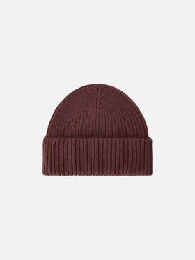 Braune Berry-Beanie mit Logo-Patch 