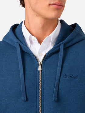 Sweat à capuche zippé Barrett en coton bleu 
