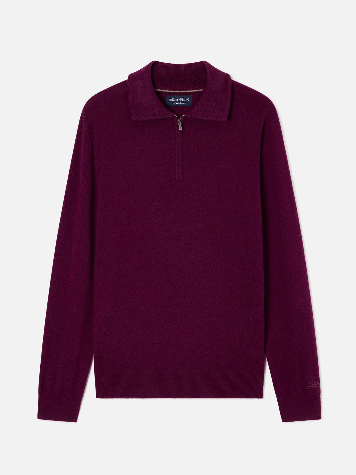 Burgundy Buck cashmere half zip knit